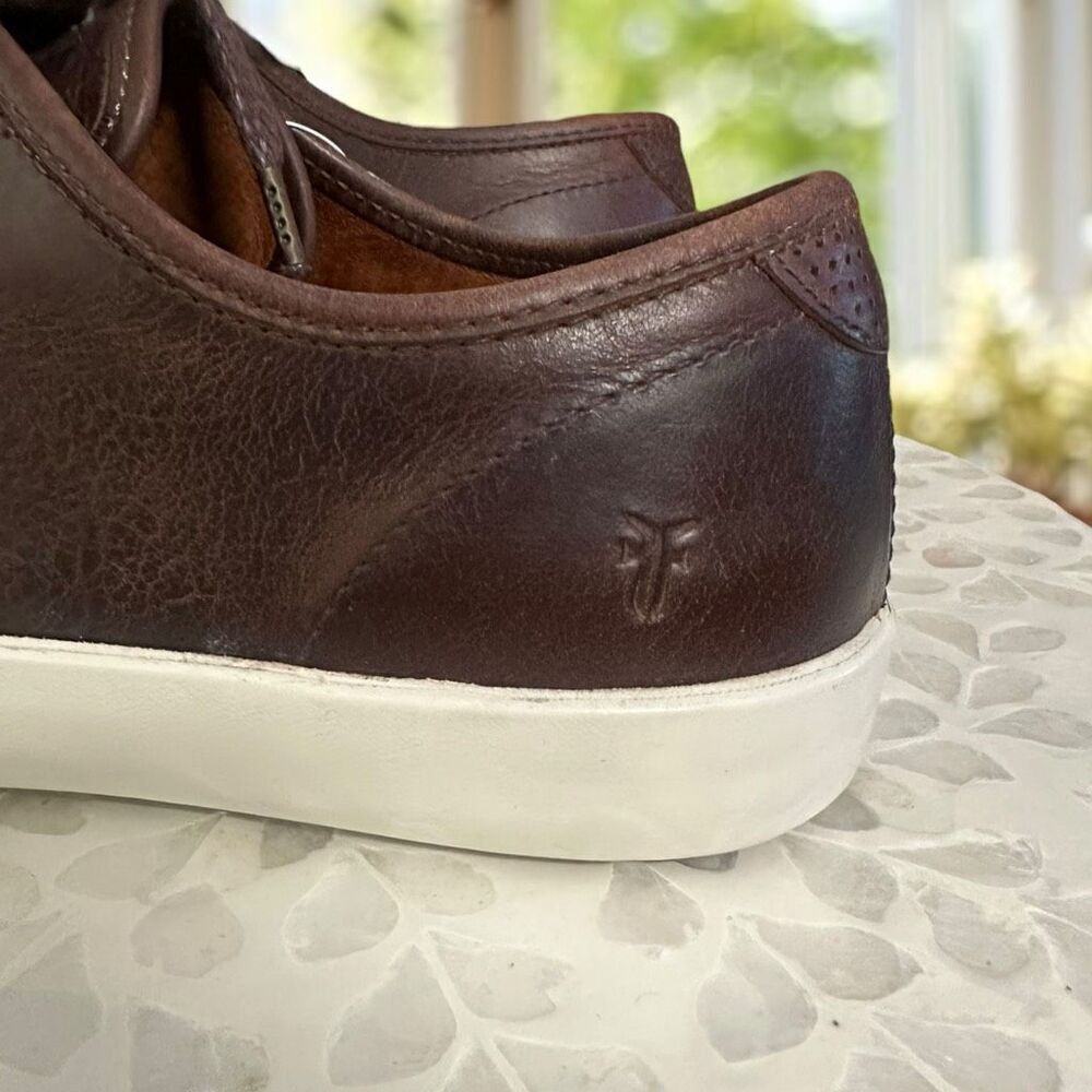 FRYE Vintage Italian Full Grain Leather Low Lace Sneaker Shoes Size 9 - Picture 2 of 13